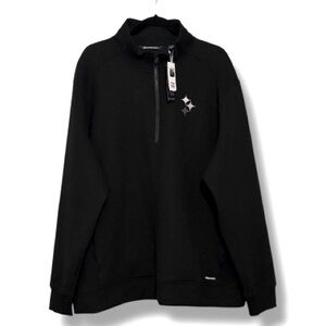 Cutter & Buck Steelers NFL Roam Eco Comfort Quarter Zip Pullover Jacket - Black‍